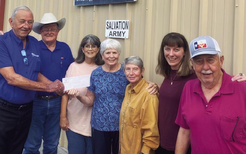 LEE SCOTT MASONIC LODGE recently presented Somerville Area Assistance Ministries (SAAM) with a donation to help families in need during the holiday season. Pictured, from left, are Terry White, Junior Warden of the Lodge, Steve McCoy, Treasurer of the Lodge, Judy Bench, Ruth Cummins, Diane Ganske, Lacey Dunn and Charles Law, Secretary of the Lodge.