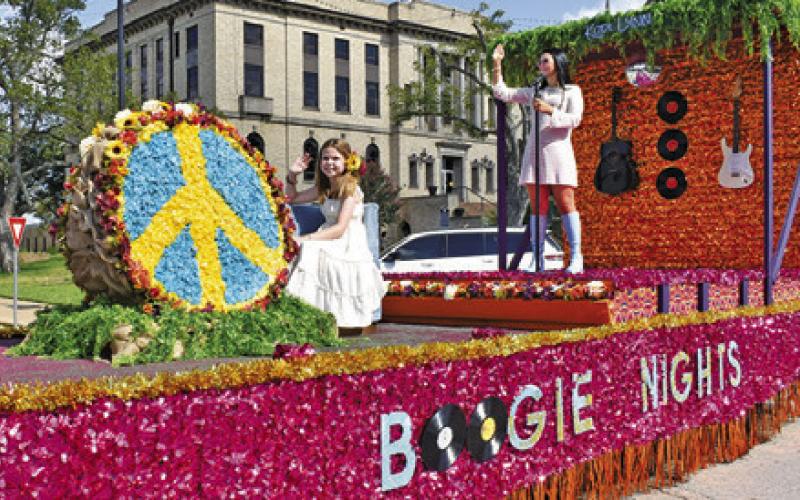 QUEEN CANDIDATE KODI Hitchcock placed third the Queen’s Category for her 60s inspired float featuring the fair’s “Decades of Fun” theme in last Saturday’s Burleson County Fair Parade. Tribune photo by Roy Sanders