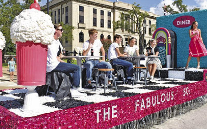 QUEEN CANDIDATE KYLIE Vogler won the People’s Choice Award for her 50s inspired float featuring the fair’s “Decades of Fun” theme in last Saturday’s Burleson County Fair Parade. She also placed second in the Queen’s Category during the parade. Tribune photo by Roy Sanders