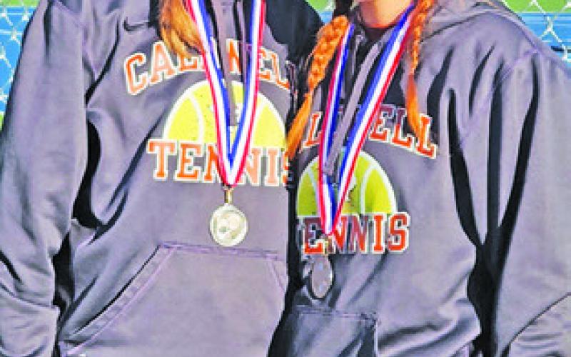 TILLY HICKS AND Hope Savage placed second in girls’ doubles at the Caldwell Tennis Tournament last week at Caldwell High School.
