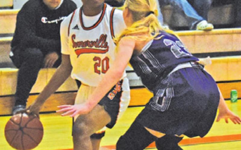 CAMIA MARTIN SCORED 12 points against Thrall to lead the Somerville offense to a 49-35 win last Friday night at home.