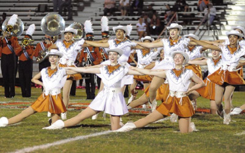 THE CALDWELL HIGH School Honeybees perform at halftime of the Caldwell-Gonzales game in Gonzales. -- Tribune photo by Denise Squier