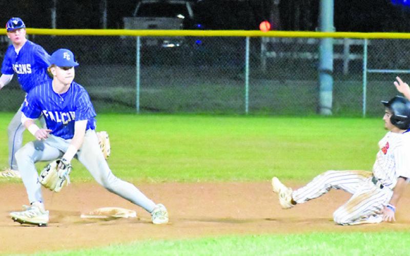 SOMERVILLE’S COLT HOLTON slides into second base against Frassati Catholic. Tribune photo by Roy Sanders