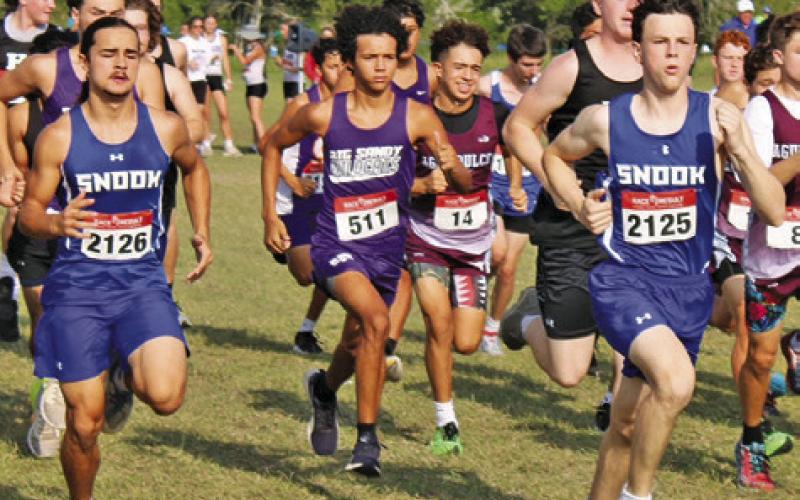 SNOOK CROSS COUNTRY runners Tristan Yen and Ethan Janac begin the boys race at Monday’s UIL Class 2A Region 4 Cross Country Meet in Corpus Christi. -- Photo courtesy of Carolyn Janac