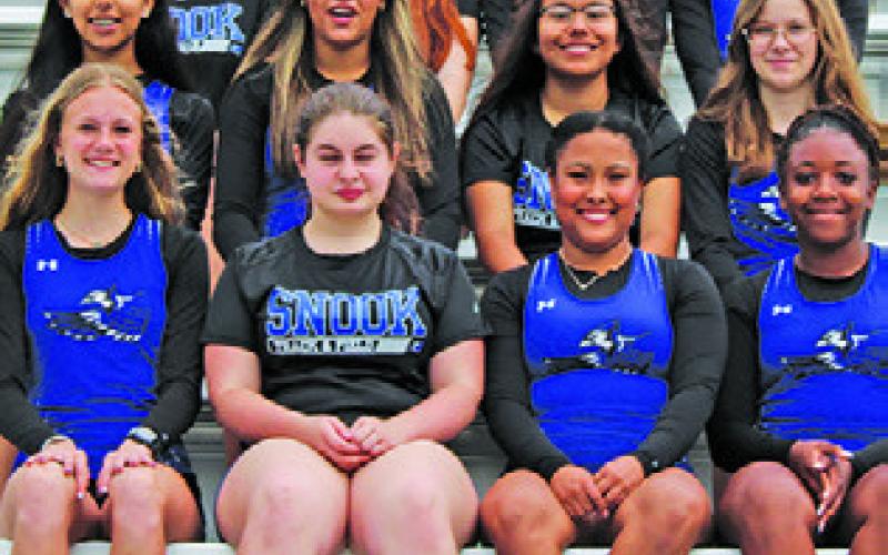 THE 2025 LADY JAY track team is, from left, front, Dakota Kienow, Bailey Roberts, Iyana Ramirez, Braynija Pool, middle, Hanalei Quinones, Marissa Batiste, Nevaeh Salmi, Adaleigh Gable, back, Karla Lara, Lillian Bond, Tania Serrato and Jade Lauderdale.