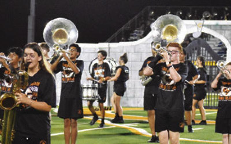 THE CALDWELL HIGH School Band performs at halftime of the Jarrell game. Tribune photo by Roy Sanders