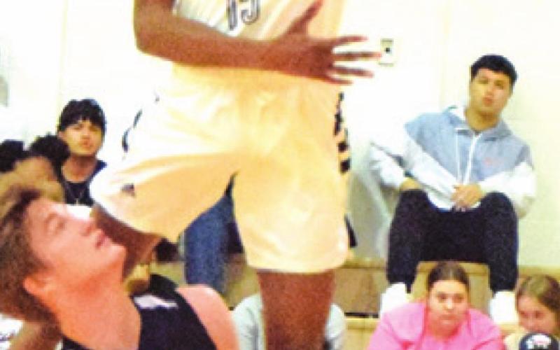 SOMERVILLE’S BRANDYN Carter scores against Cornerstone Academy at the tournament. -- Tribune photo by Denise Squier