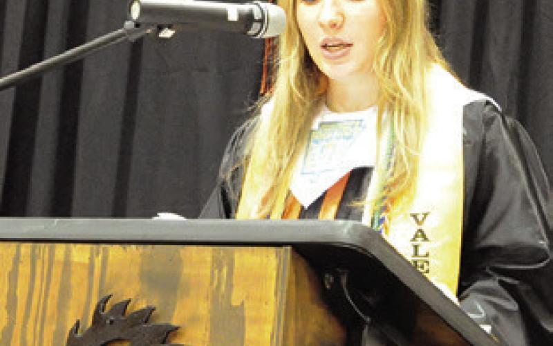 SOMERVILLE VALEDICTORIAN Abigail Flencher addresses her classmates at last Saturday’s graduation ceremony.