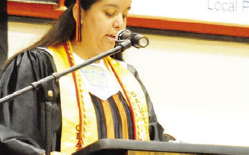 SOMERVILLE SALUTATORIAN Emma Juarez addresses her classmates at last Saturday’s graduation ceremony.