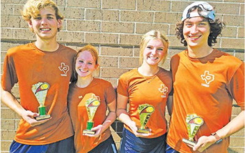 BREYDEN ATHEY AND Hope Savage placed second in B Mixed Doubles at the Rudder Ranger Varsity Roundup in Bryan last week. Karly Fritsche and Keith Ramon were the consolation winners in B Mixed Doubles.