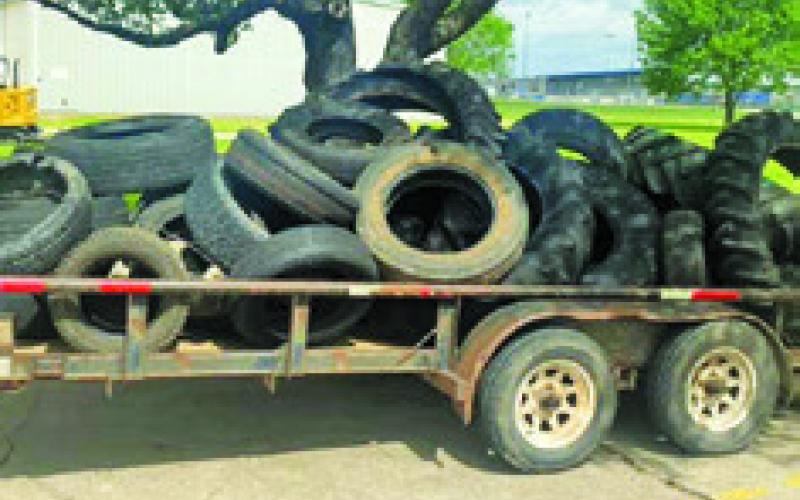 THESE TIRES WERE collected during the Snook clean-up event last Saturday. Many other items were collected during the event.