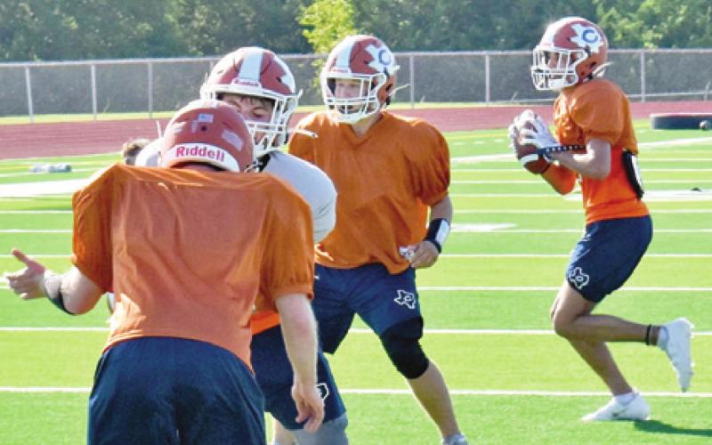 THE CALDWELL HORNETS work on their offense on Monday.