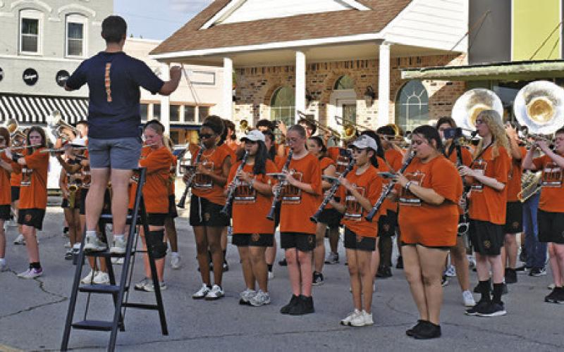 THE CALDWELL HIGH SCHOOL Band performs at Meet the Hornets on Saturday. Tribune photo by Roy Sanders