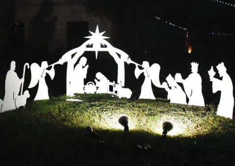 THIS NATIVITY SCENE is on display on the Burleson County Courthouse lawn. It was presented by the Burleson County Cowboy Church.