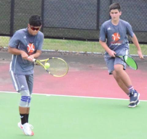 CALDWELL’S ISAAC SALAZAR and Connor Hughson won the boys’ doubles title at the Somerville Tennis Tournament last Thursday.
