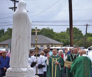 ST.MARY’SCATHOLICCHURCHofCaldwell celebrated its 130th anniversary with a Jubilee celebration ceremony on Aug. 31, which included the dedication of the marble statue of Our Lady of Lourdes shown here. Photo courtesy of St. Mary’s Catholic Church