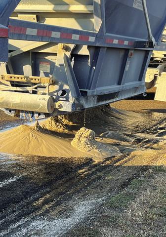 SAND IS LEAKED onto the roadway as this driver is stopped by a sheriff’s deputy. Photo courtesy of Burleson County SO