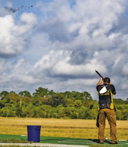CALDWELL’S PHILLIP JUNGMAN shoots during the Men’s Skeet event at the Winter Selection Match in West Palm Beach, Florida, last week. Jungman qualified for the 2025 Men’s National Skeet Team and will compete in international World Cup events this spring.