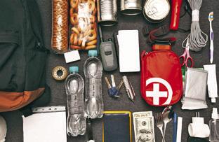 A GO BAG that includes water, first-aid supplies, flashlight and other items can help families be prepared when severe weather such as hurricanes pose a threat. Adobe stock image