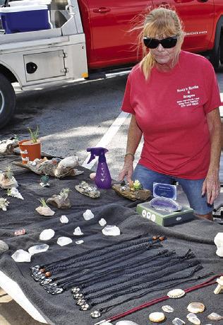 ROXY WALDEN of Roxy’s Rocks &amp; Scapes displays these items on Saturday morning, May 16, at the Farmers Market in Caldwell.