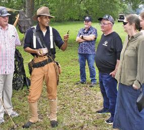 ALAN MACK addresses those attending his presentation about the Buffalo Soldiers on Saturday, April 25, at the Chisholm Trail Heritage Festival in Deanville. The festival featured several demonstrations.