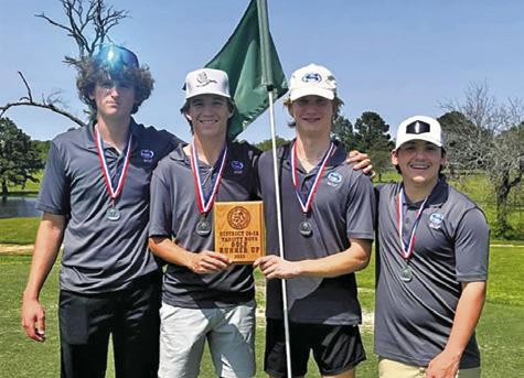 THE SNOOK BLUEJAYS Golf Team placed second at the district tournament on Monday in Franklin, earning a spot in the regional tournament on April 14-15 in Corpus Christi. Pictured from left are Brayden Macik, Brett Withem, Silas Hetland and Brandon Horn.