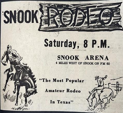 AN ADVERTISEMENT PLACED IN an April 1976 issue of the Burleson County Citizen-Tribune for the Snook Rodeo.