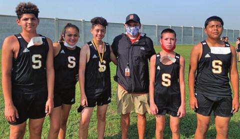 THE SOMERVILLE JUNIOR HIGH cross country team ran well at the Sealy Cross Country Meet last week. The team includes Viviana Munoz, Orlando Ramey, Andres Garcia, Ariel Zamora and Gavin Williams. The team is coached by Billy Ramey.