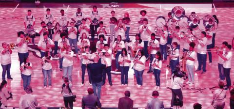 THE CALDWELL HORNET BAND performed the National Anthem at a Texas A&amp;M basketball game this year. The band program is holding an instrument drive this Saturday at the high school band hall to collect used instruments for its beginner band students in the fall.