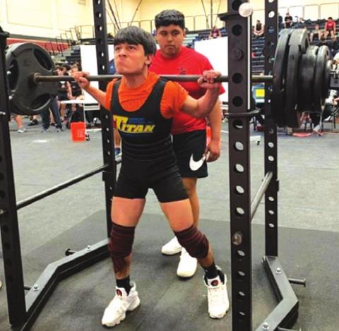 SOMERVILLE’S JESUS GOMEZ won the 123-pound weight class at the Texas High School Powerlifting Association Porter Spartans Last Chance Regional Qualifier Meet on Saturday.