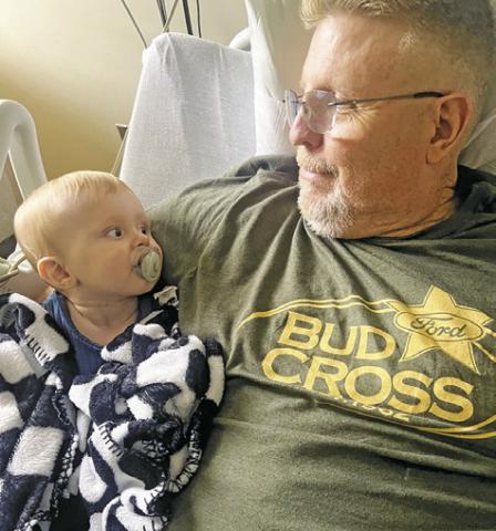 CALDWELL RESIDENT WES KAUDER is pictured in his hospital bed