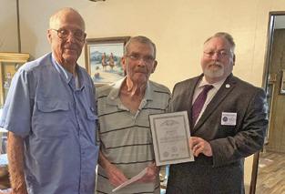 THOMAS L. CALVIN WAS was recognized with his 60 year service award on Wednesday, Aug. 13. Representatives from Warren Lodge in Caldwell visited him in his home to honor Calvin for his service to the craft and community. Warren Lodge has been an active organization