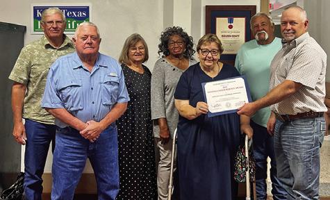 COMMISSIONERS RECOGNIZE THE Burleson County Historical Commission for their efforts and their 2025 Distinguished Service Award. Tribune photo by Sabine Lazo