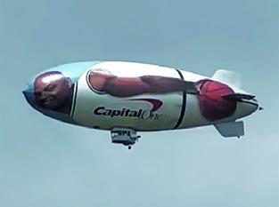 LAST SATURDAY, the county was treated to an unique sight -- the Capital One blimp with the face of Charles Barkley, flying overhead on its way to San Antonio -- ahead of the NCAA Men’s Final Four at the Alamodome. Tribune photo by Denise Squier