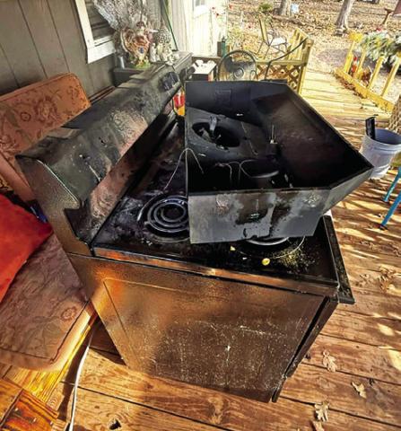 THE FIRE ORIGINATED in the kitchen of McKay’s home, which is located on Cedar Creek Road. Photo courtesy of Liz McKay