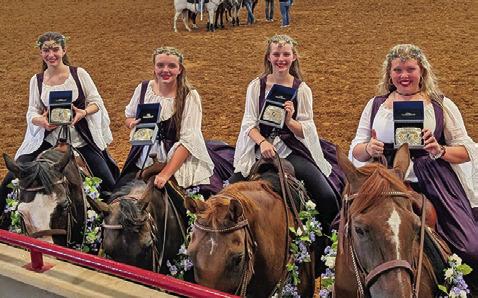 THE 2026 STATE WINNING QUAD DRILL team, consisting of Morgan Pinney, Kaylee Cooper (Burleson County), Addyson Swigert and Madison McCleney-Hardin. Photo courtesy of Samantha Cooper