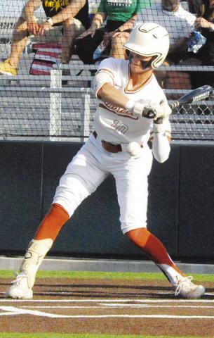 CADEN SCHLUENS bats for Caldwell against Banquete. -- Tribune photo by Denise Squier