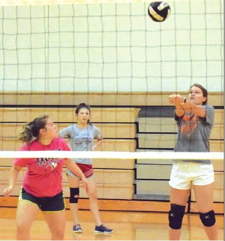 PARTICIPANTS BUMPED, SET and spiked balls during drills at this year’s Somerville Volleyball Camps. New head volleyball coach Rachael Payne held separate camps for third through sixth-graders, seventh through ninth-graders and 10th through 12th graders in June.