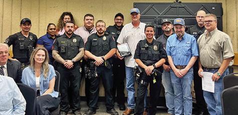 THE CALDWELL POLICE DEPARTMENT thanked Non-Ferrous Extrusions for the donation of a drone to the department. Tribune photo by Sabine Lazo