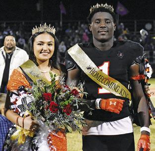 KEITH CRAWFORD is named Somerville Homecoming King, and Vivianna Munoz is named Homecoming Queen at last Friday’s homecoming game against Granger.