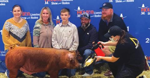 SNOOK FFA MEMBER Brett Withem exhibited the seventh place Duroc Market Barrow at the 2021 Houston Livestock Show &amp; Rodeo.