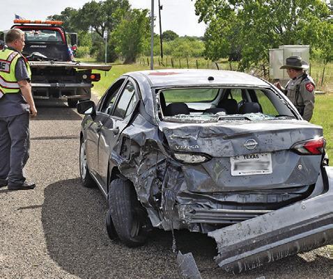 CALDWELL FIREFIGHTERS and DPS troopers respond along with Caldwell police to the scene of this multi-vehicle accident on Monday, June 30, on State Highway 21 East at County Road 300. No information was available at press time. Major accidents also occurred on Wednesday, June 25, on F.M. 60 East and on Sunday, June 29, on State Highway 36 South at F.M. 976.