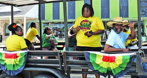 THE DOUBLE STANDARDS Party Bus was among the floats featured on Saturday at the annual Juneteenth Parade in downtown Caldwell. Tribune photo by Roy Sanders