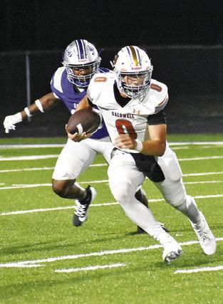 COY BECKA of Caldwell breaks lose for another run against Crockett.
