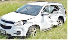 THE SIDE OF this SUV was damaged on April 15 in the two-vehicle accident at State Highway 21 West and F.M. 908. Tribune photo by Roy Sanders