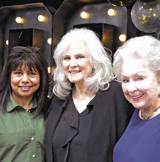 SUSAN MOTT, THE CURRENT Director of the Burleson County Chamber of Commerce, and Brenda Van De Walle and Honey Kutach, the most recent former directors, were in attendance at last year’s chamber banquet -- celebrating the 100th anniversary of the chamber. Tribune photo by Denise Squier