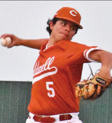 IAN REYES hurls this pitch for Caldwell.
