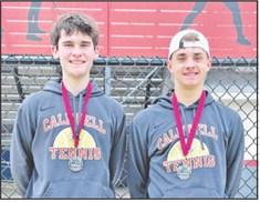CALDWELL’S CONNER HUGHSON and Waylon Chapman placed second in A Boys Doubles at last week’s Bastrop Winter Cup.