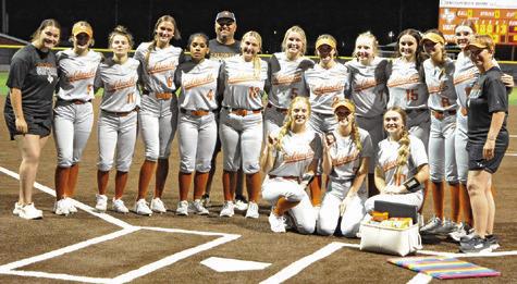 THE LADY HORNETS HONORED THE team’s three seniors last Friday night after the game against La Grange for Senior Night: Caitlyn Faust, Avery Smith and Kelly Urbanovsky.