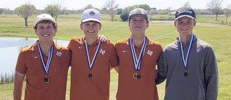 THE CALDWELL BOYS golf team, placing second at the Navasota Tournament, included, from left, Kaden Fritsche, Cobey McCuller, Caden Schluens and Cooper Schluens.